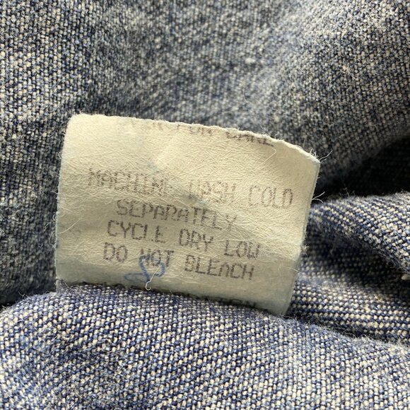 Vtg DREAMS Women Denim Jumpsuit Sz L Blue 80s 90s Snap Front 3/4 Sleeve 92-2 - Picture 12 of 13